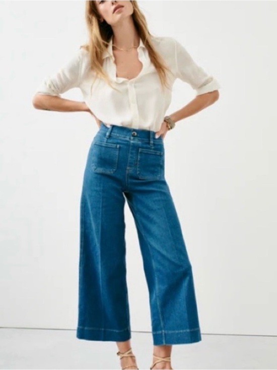 SPANX Denim - SPANX High-Rise Wide Leg Jeans in Blue